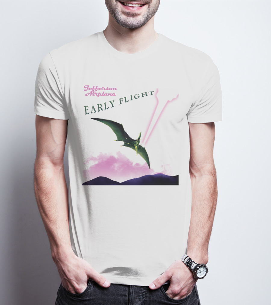 Jefferson Airplane Early Flight Pterosaur Pink Cloud T-Shirt