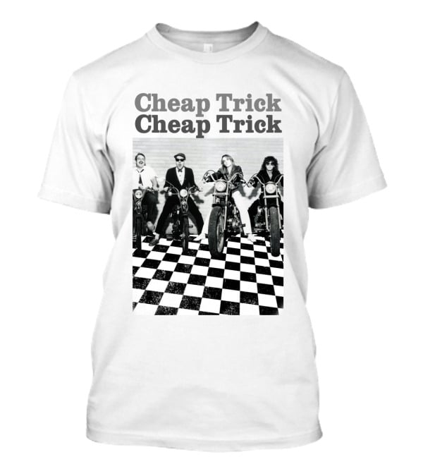 Cheap Trick Band Vintage Motorcycle Checkerboard T-Shirt