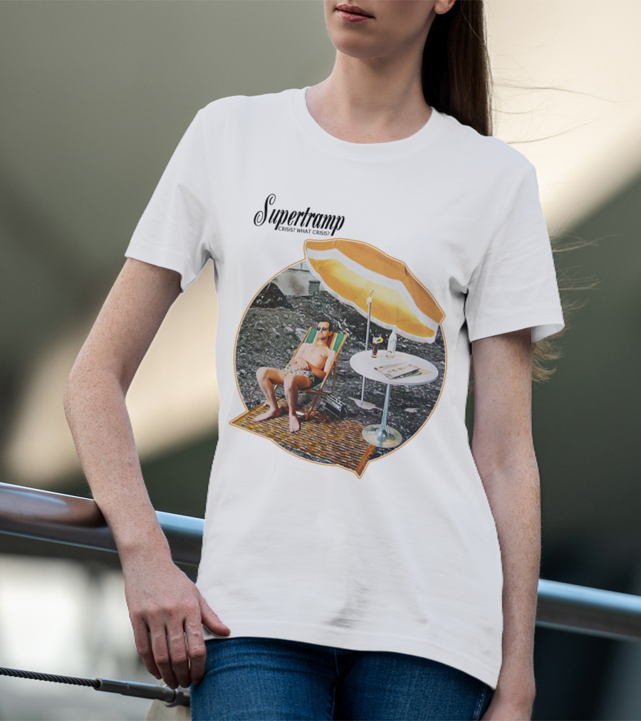 Supertramp Crisis? What Crisis? 1975 Album Art Beach Scene T-Shirt