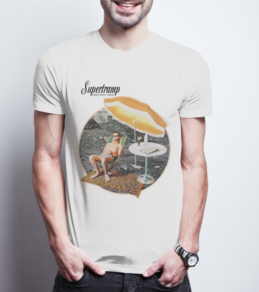 Supertramp Crisis? What Crisis? 1975 Album Art Beach Scene T-Shirt