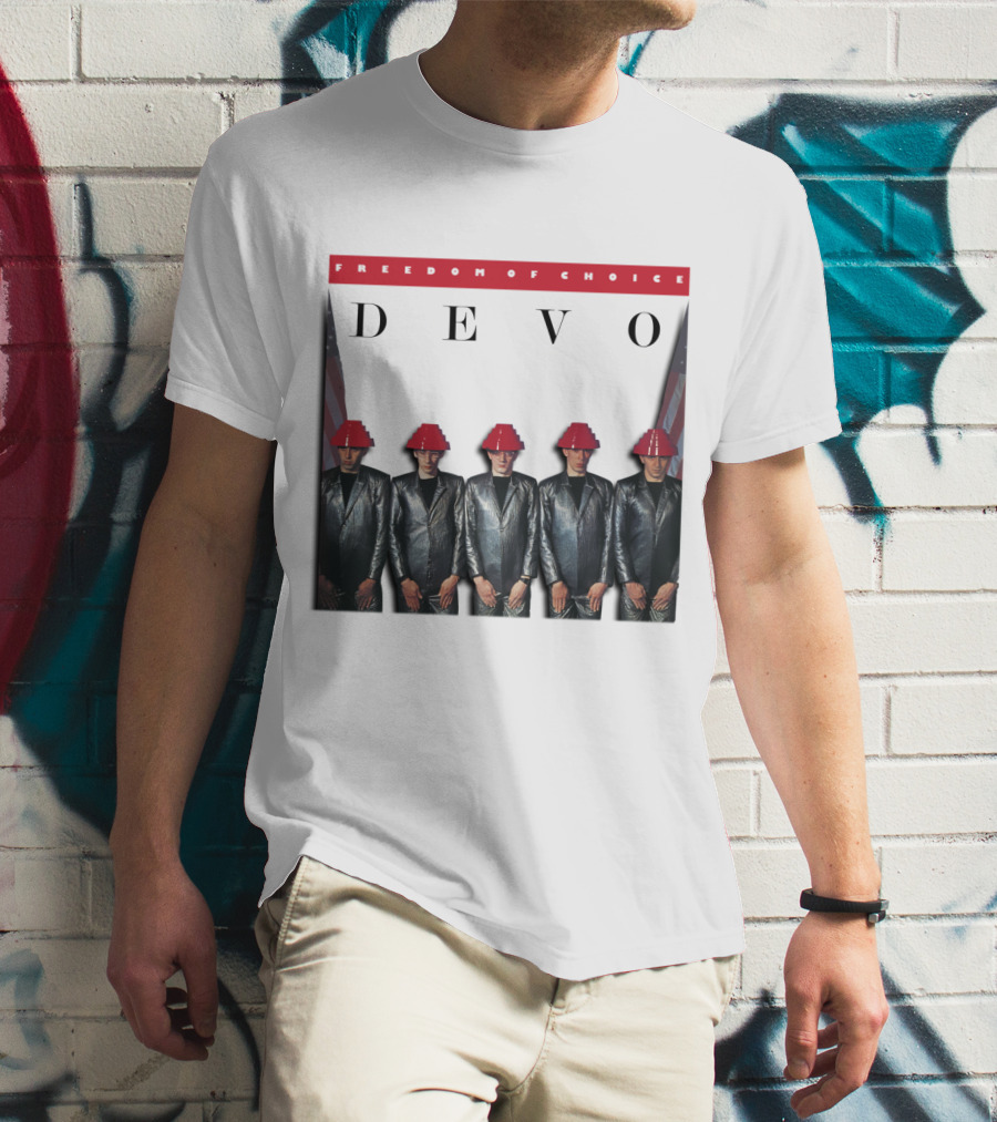 Freedom Of Choice Devo Red Hat Band Members T-Shirt