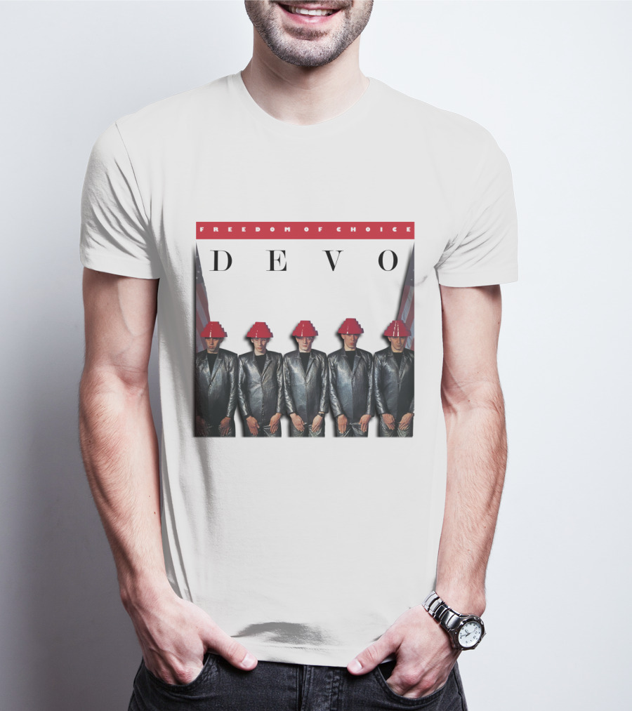 Freedom Of Choice Devo Red Hat Band Members T-Shirt