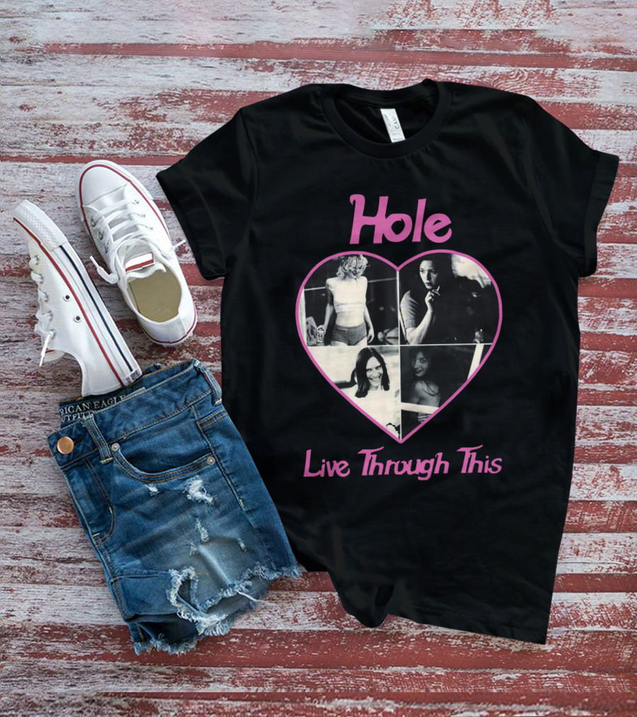 Hole Live Through This Heart Collage T-Shirt