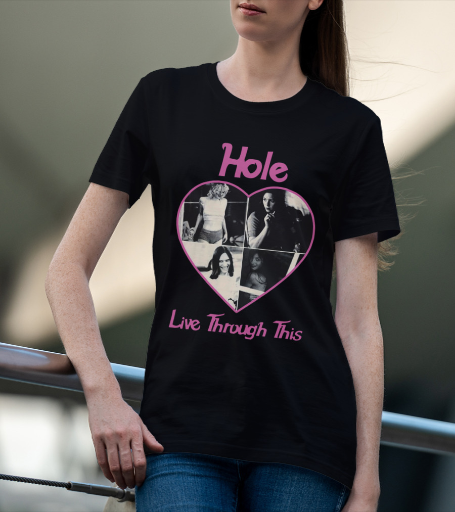 Hole Live Through This Heart Collage T-Shirt