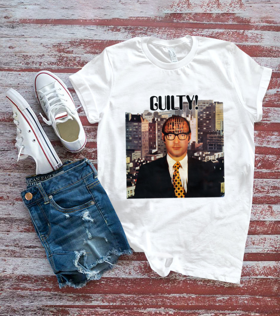 Guilty! Man With Cityscape Cage Head T-Shirt
