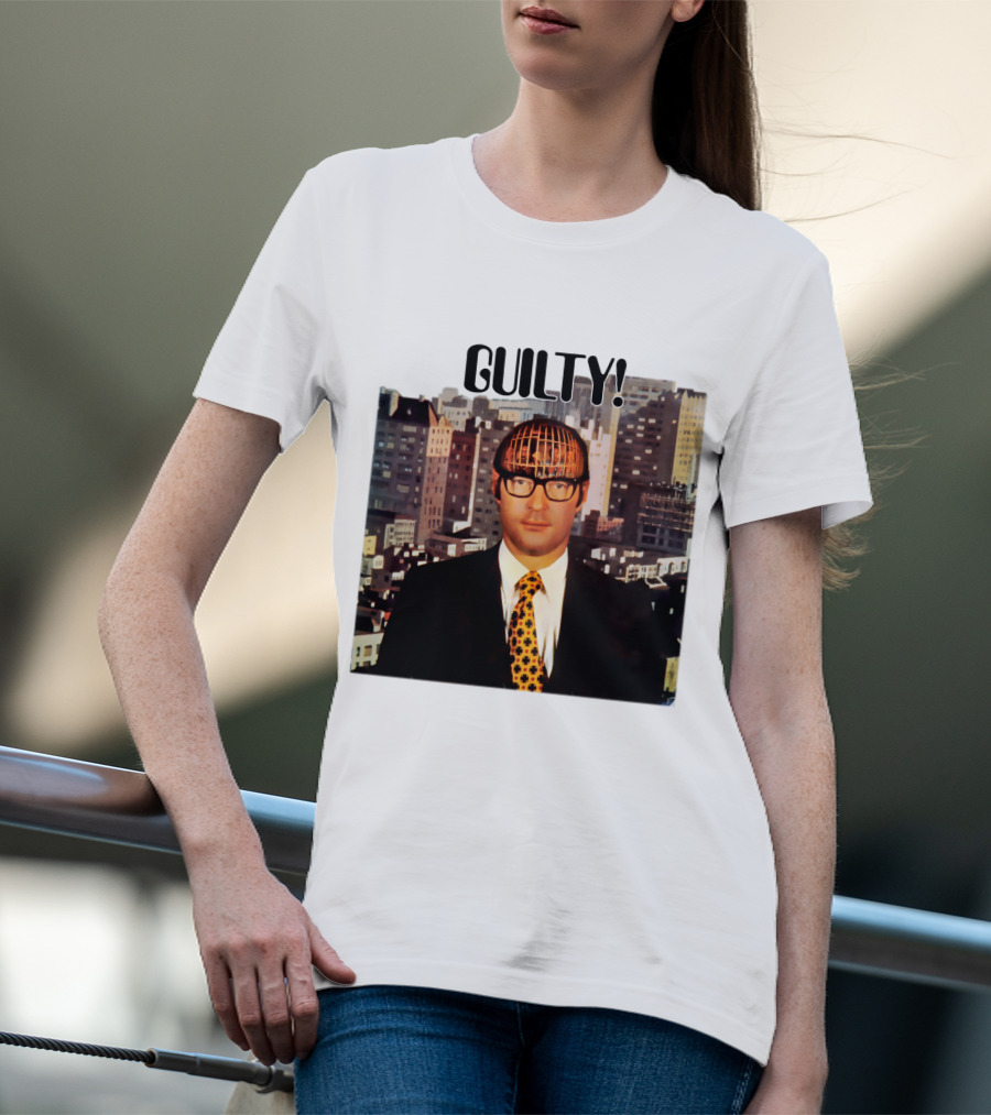 Guilty! Man With Cityscape Cage Head T-Shirt