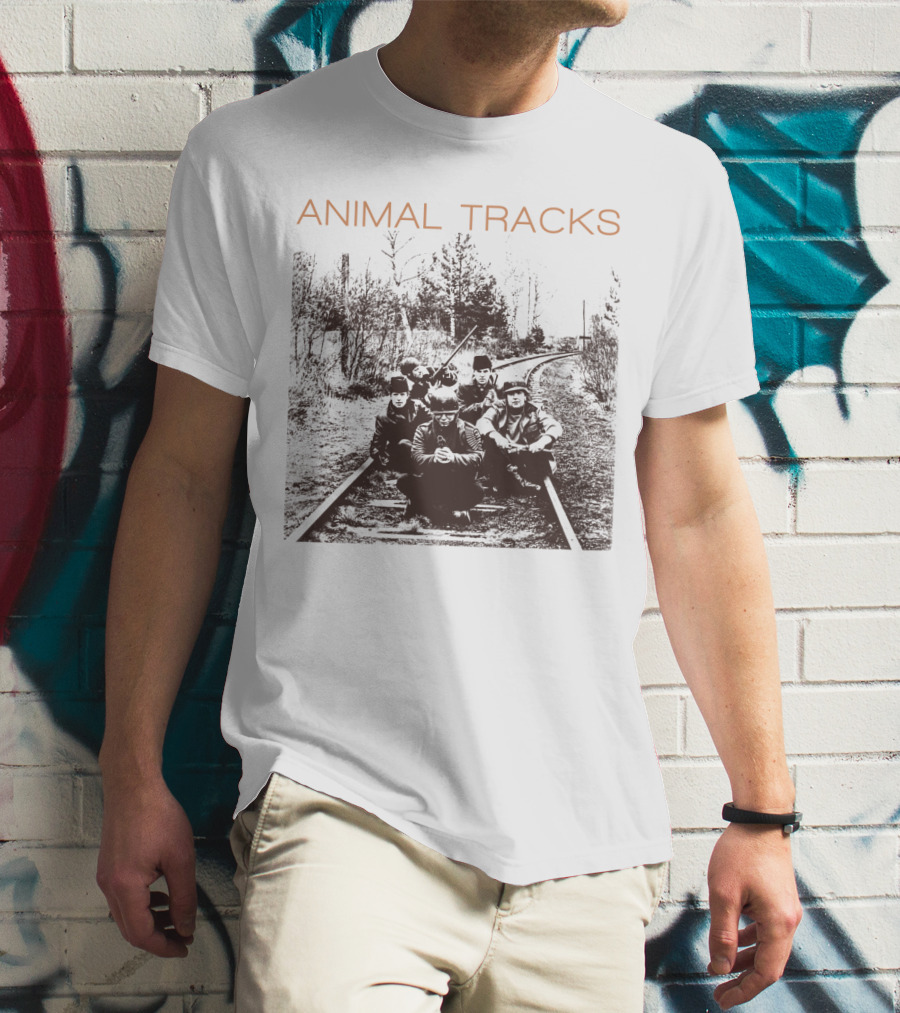 Animal Tracks Vintage Railroad Photo T-Shirt