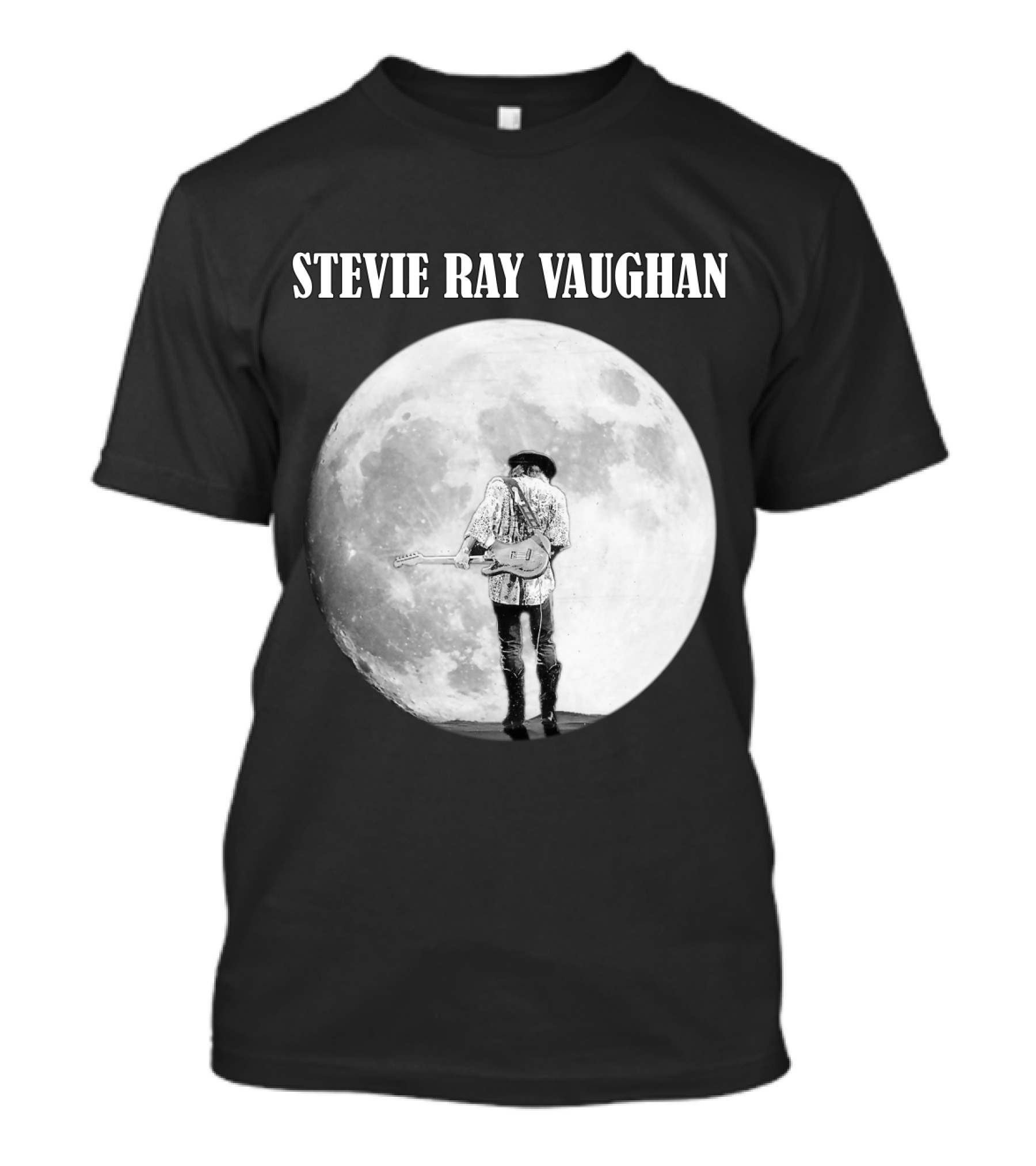 Stevie Ray Vaughan Moon Guitar Silhouette T-Shirt