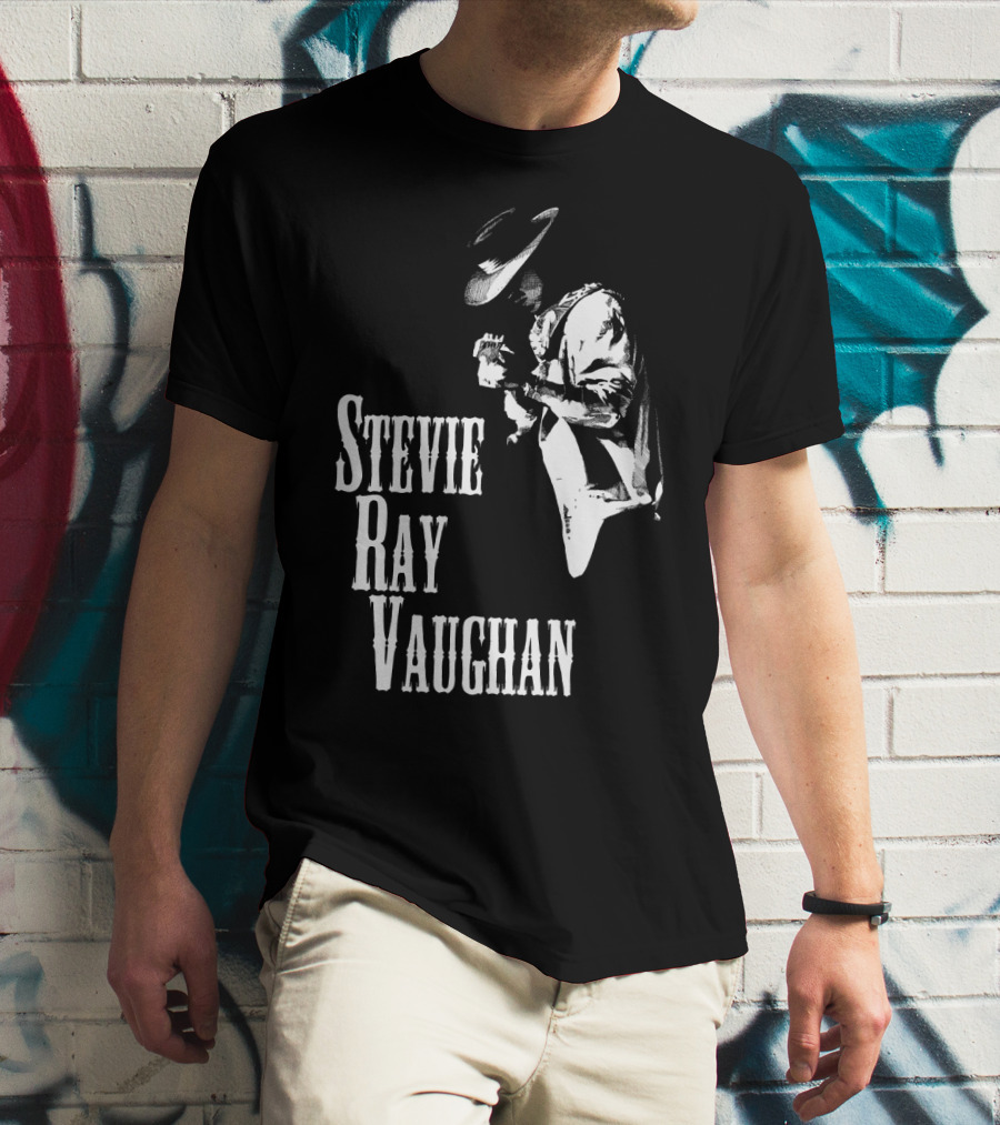 Stevie Ray Vaughan Black And White Silhouette T-Shirt