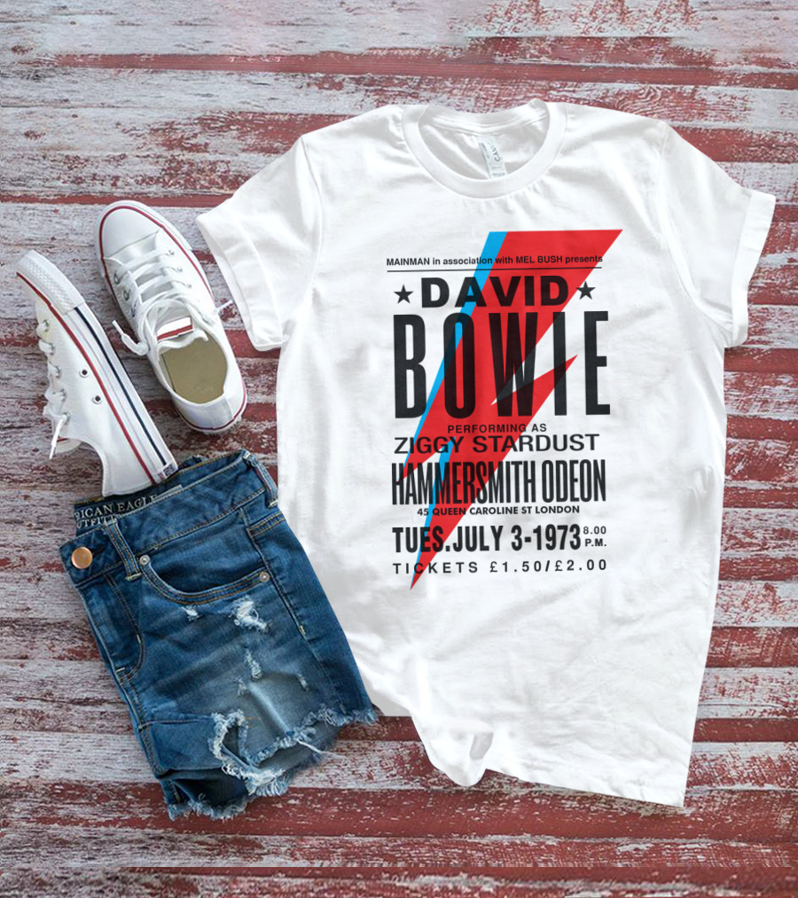 David Bowie Ziggy Stardust Hammersmith Odeon July 3 1973 Concert Poster T-Shirt