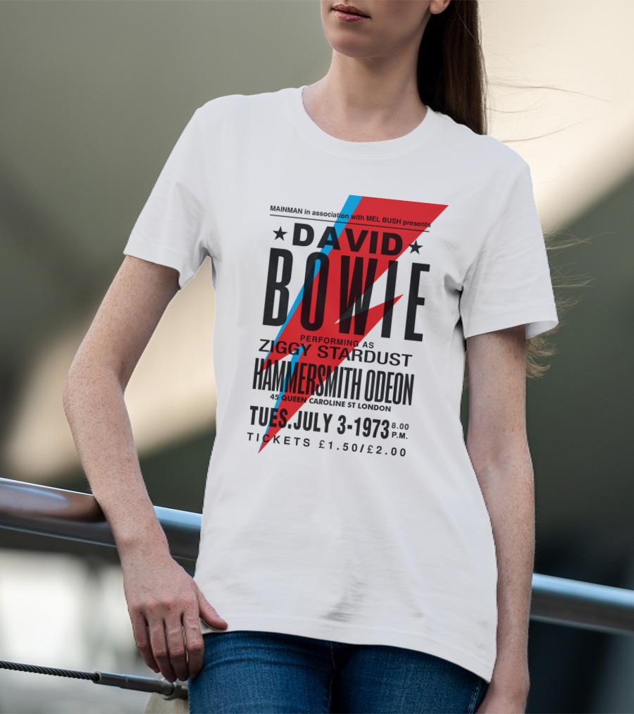 David Bowie Ziggy Stardust Hammersmith Odeon July 3 1973 Concert Poster T-Shirt