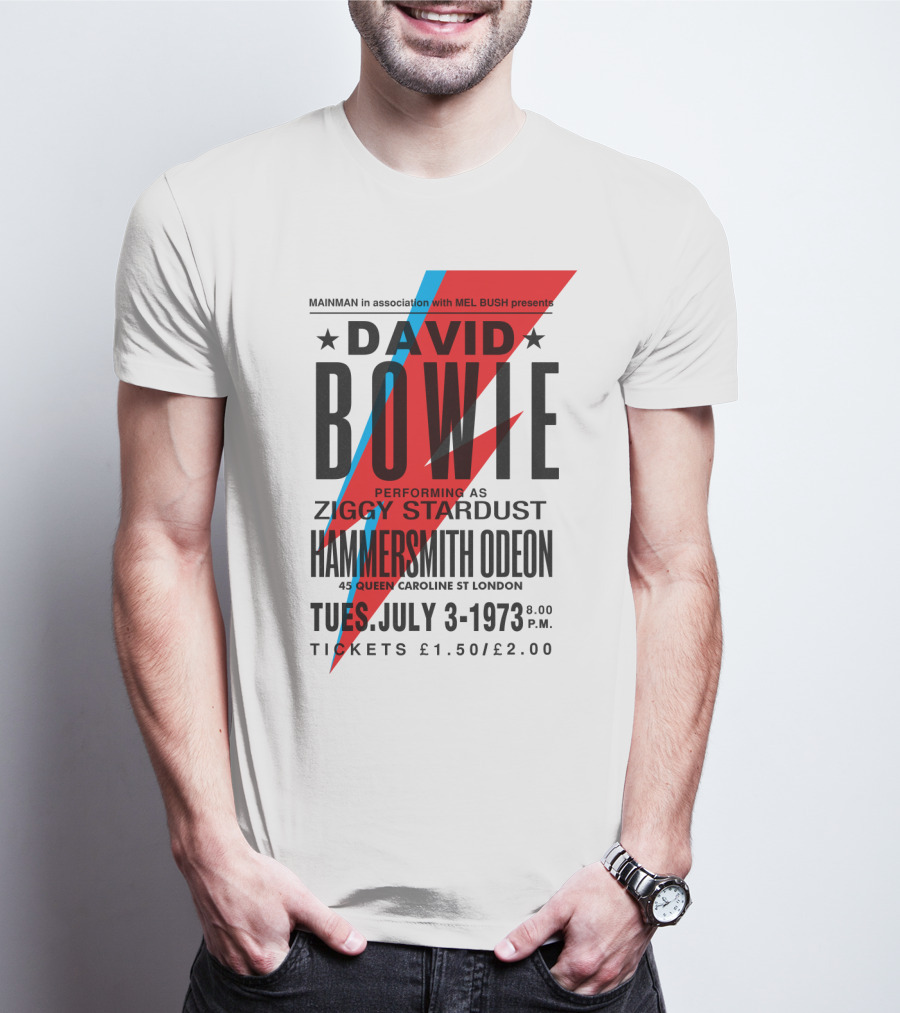 David Bowie Ziggy Stardust Hammersmith Odeon July 3 1973 Concert Poster T-Shirt