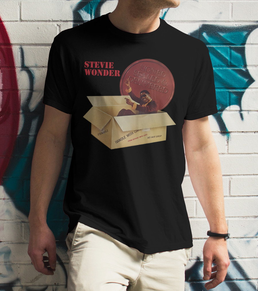Stevie Wonder Signed Sealed & Delivered Album Cover T-Shirt