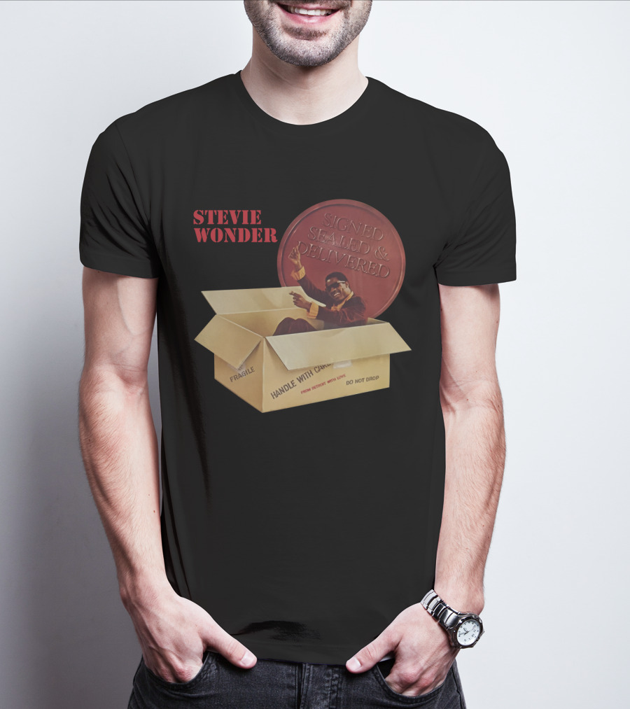 Stevie Wonder Signed Sealed & Delivered Album Cover T-Shirt