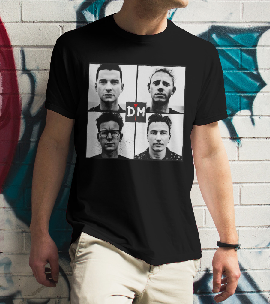 Depeche Mode Band Members Black And White Square Grid D M T-Shirt