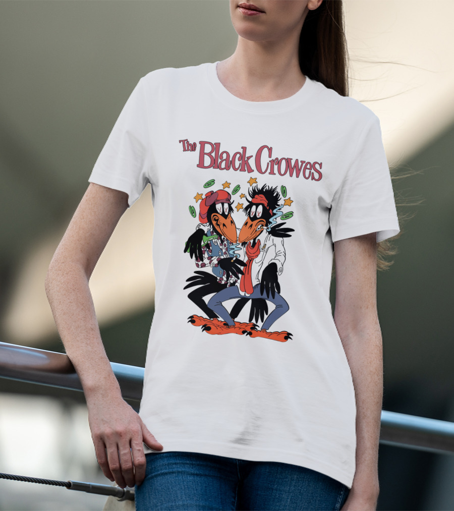 The Black Crowes Comic Duo With Stars And Spirals T-Shirt