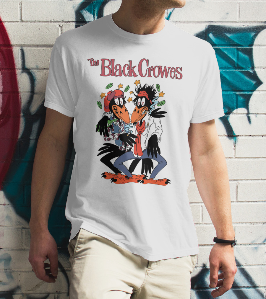 The Black Crowes Comic Duo With Stars And Spirals T-Shirt