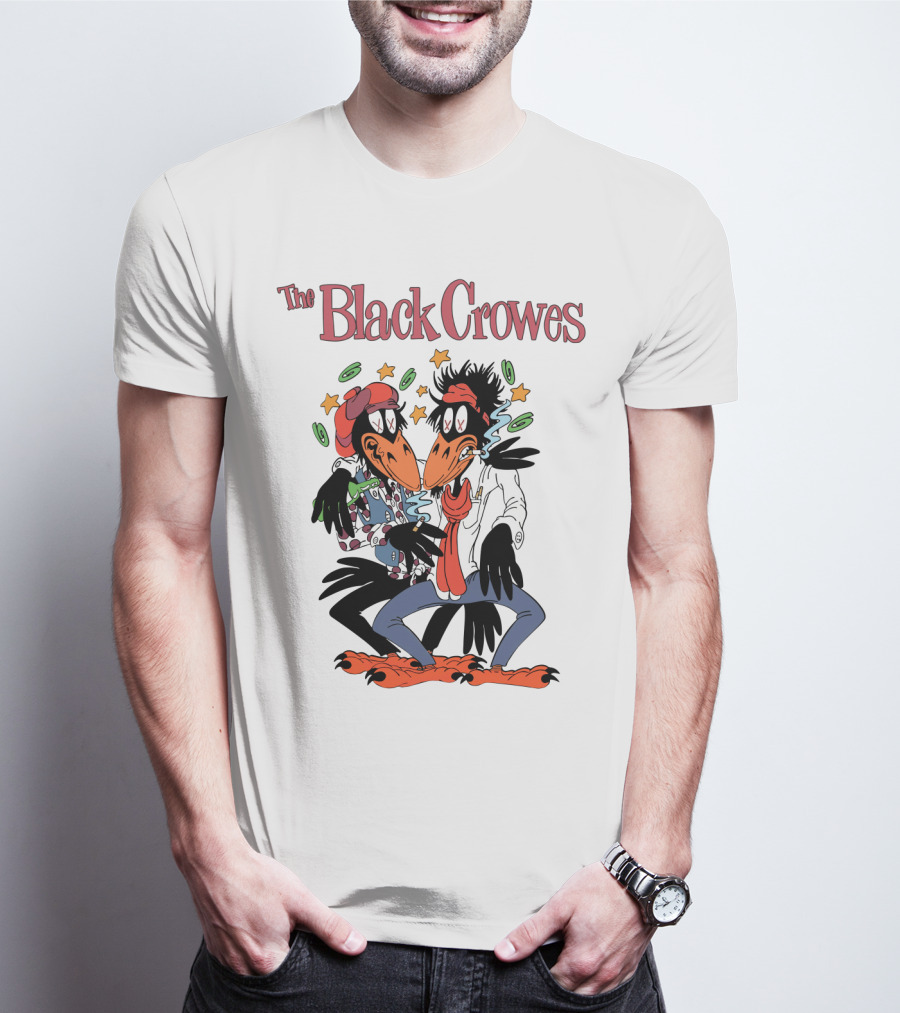 The Black Crowes Comic Duo With Stars And Spirals T-Shirt