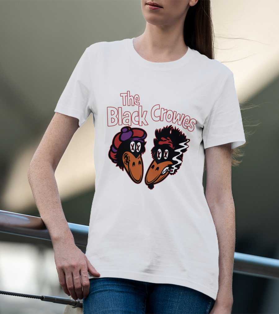 The Black Crowes Cartoon Band Logo Two Characters Smoking T-Shirt