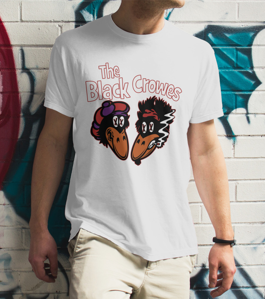 The Black Crowes Cartoon Band Logo Two Characters Smoking T-Shirt