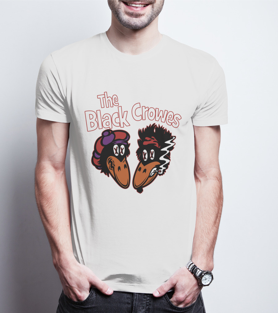 The Black Crowes Cartoon Band Logo Two Characters Smoking T-Shirt