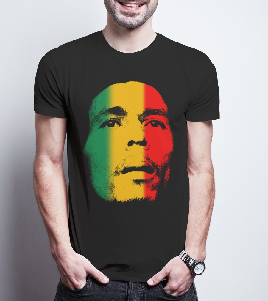 Bml Rasta Face Green Yellow Red T-Shirt