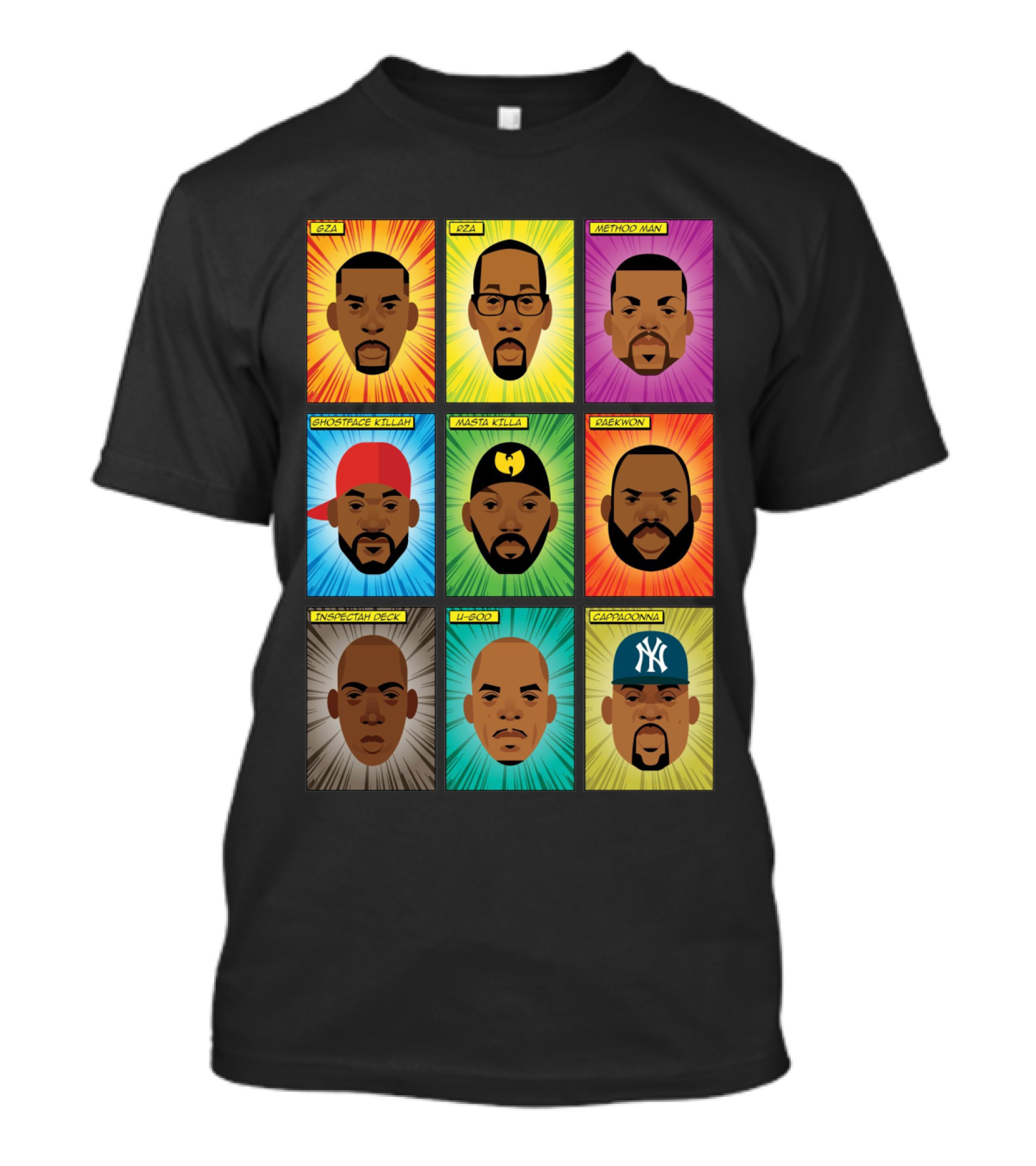 Wu-Tang Clan Gza Rza Method Man Ghostface Killah Masta Killa Raekwon Inspectah Deck U-God Cappadonna Portraits T-Shirt