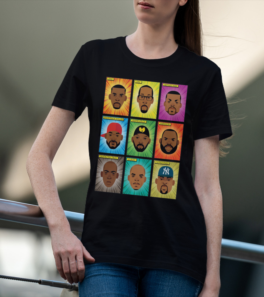 Wu-Tang Clan Gza Rza Method Man Ghostface Killah Masta Killa Raekwon Inspectah Deck U-God Cappadonna Portraits T-Shirt