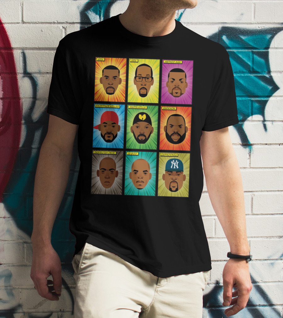 Wu-Tang Clan Gza Rza Method Man Ghostface Killah Masta Killa Raekwon Inspectah Deck U-God Cappadonna Portraits T-Shirt
