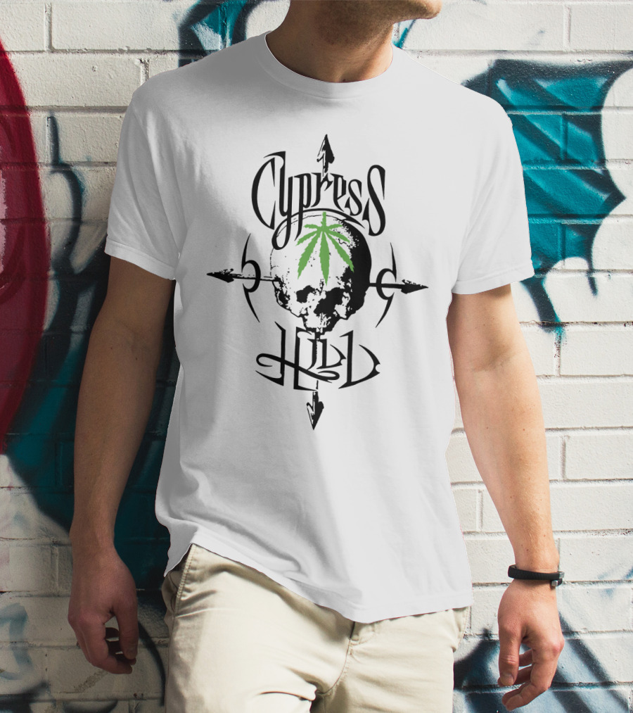 Cypress Hill Skull Logo With Green Leaf And Arrows T-Shirt