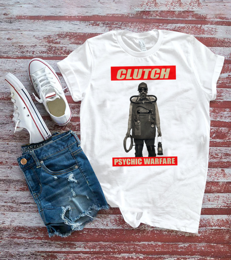 Clutch Psychic Warfare Vintage Gas Mask And Gear T-Shirt
