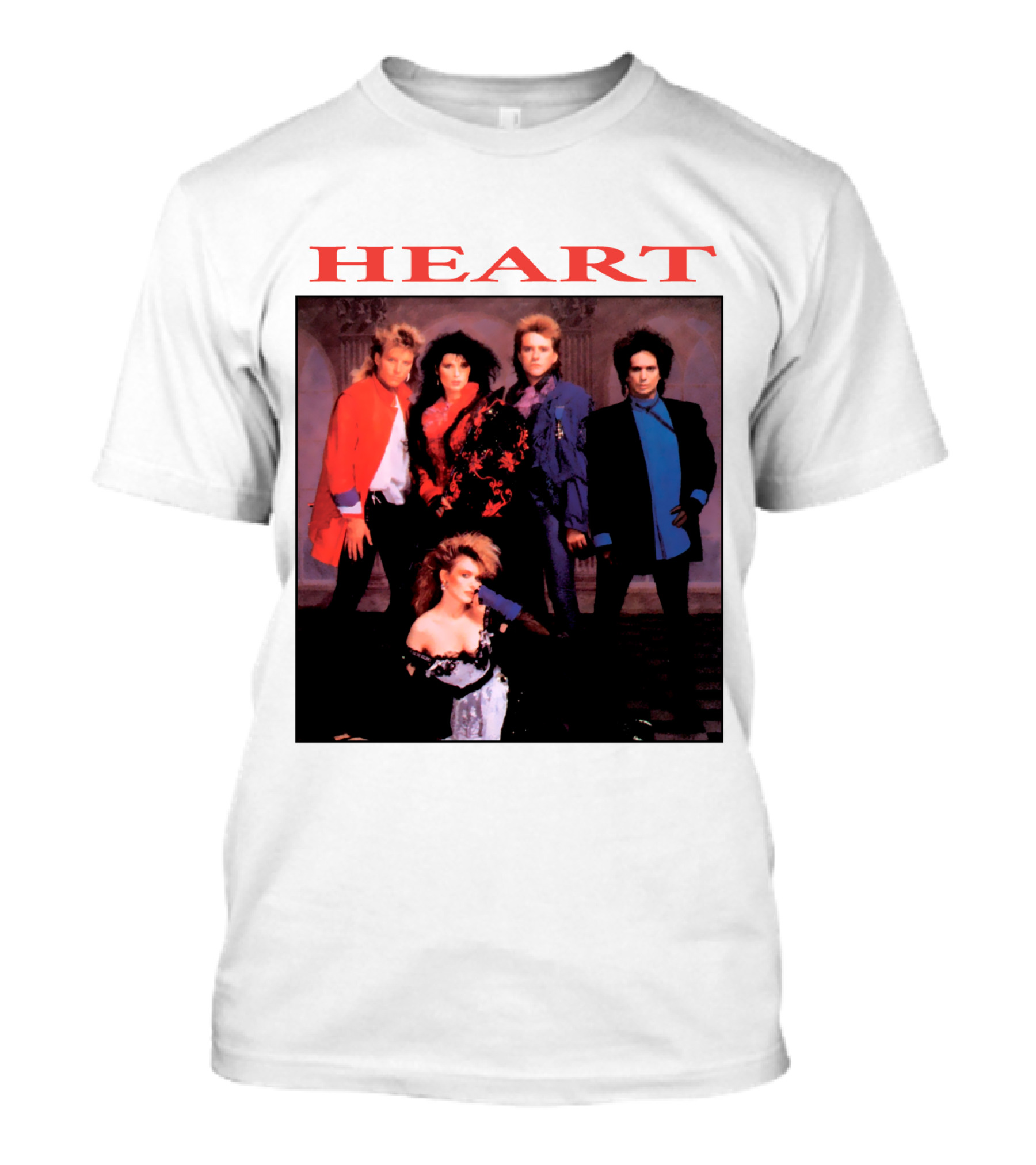 Heart Band Group Photo With Bold Red T-Shirt