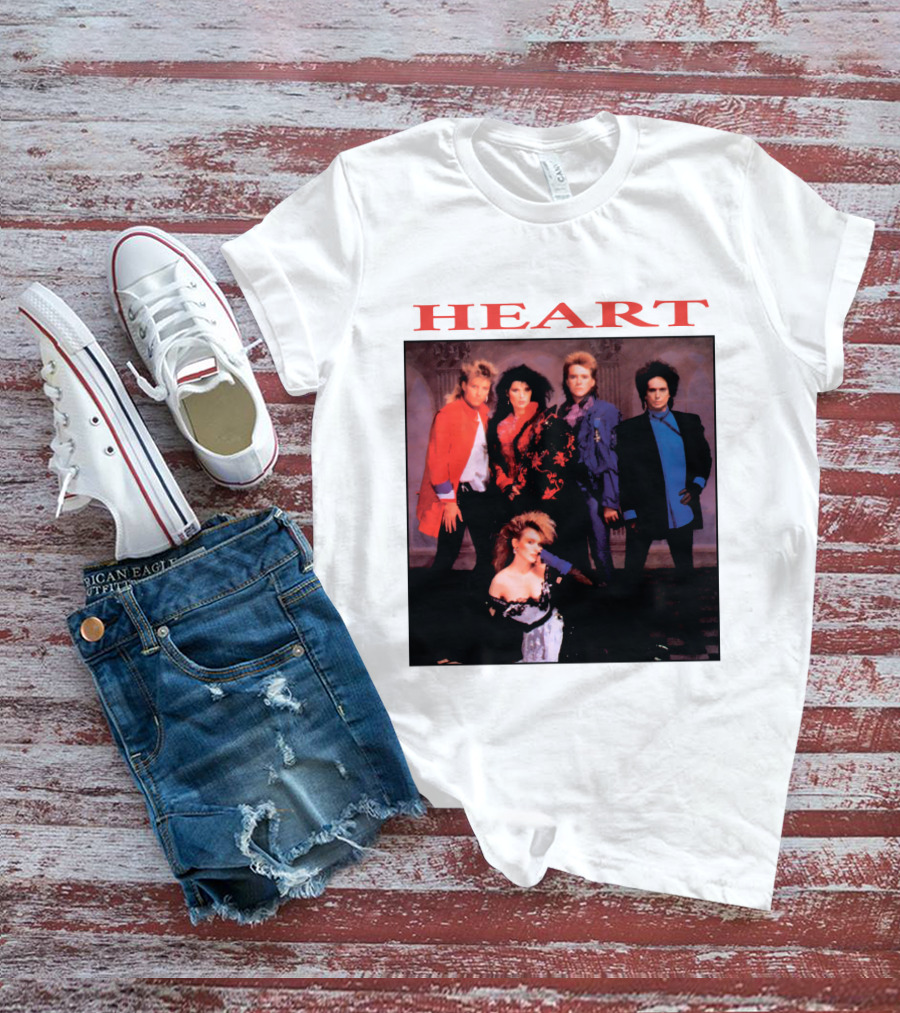 Heart Band Group Photo With Bold Red T-Shirt