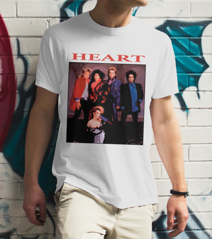 Heart Band Group Photo With Bold Red T-Shirt