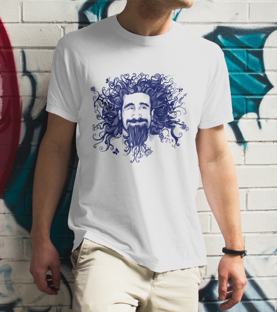 Soad Serj Tankian Psychedelic Blue Illustration T-Shirt