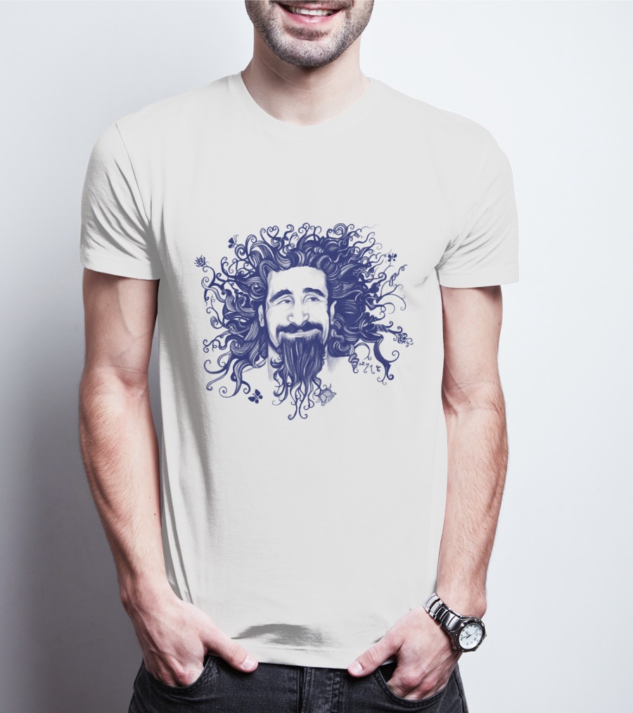 Soad Serj Tankian Psychedelic Blue Illustration T-Shirt