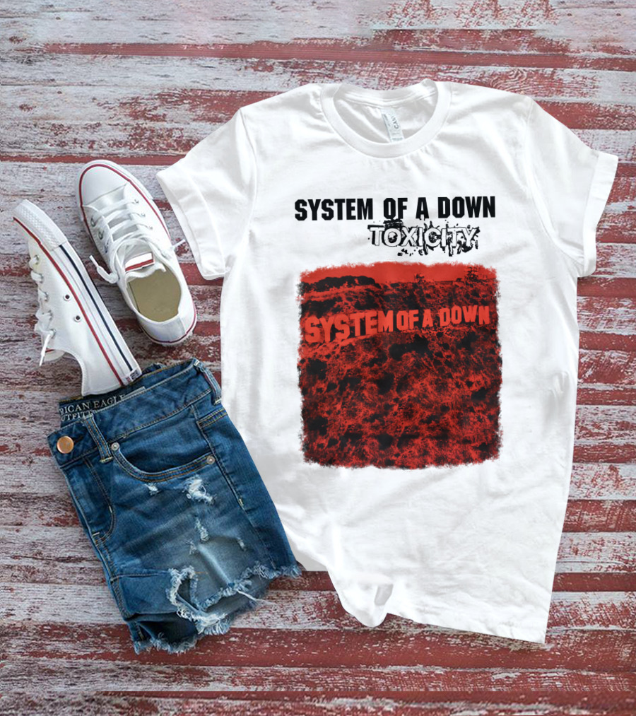 System Of A Down Toxicity Album Cover Red T-Shirt