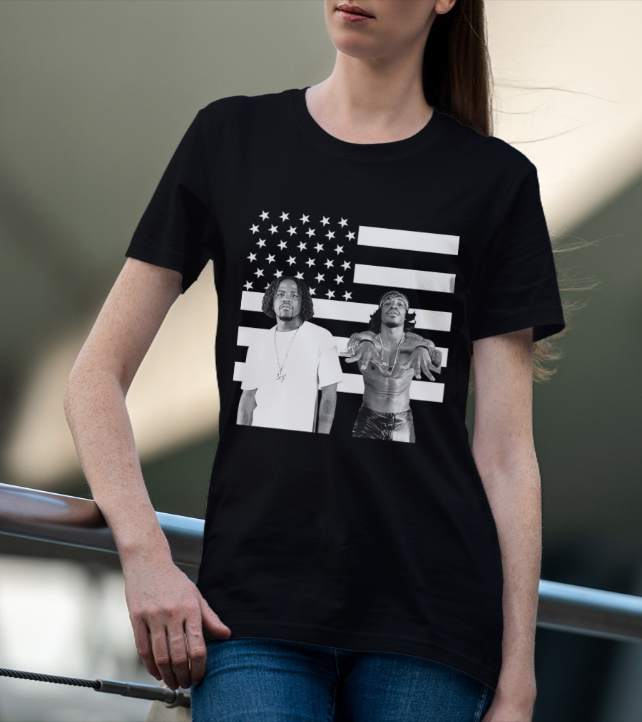Outkast American Flag Style Black And White Duo T-Shirt