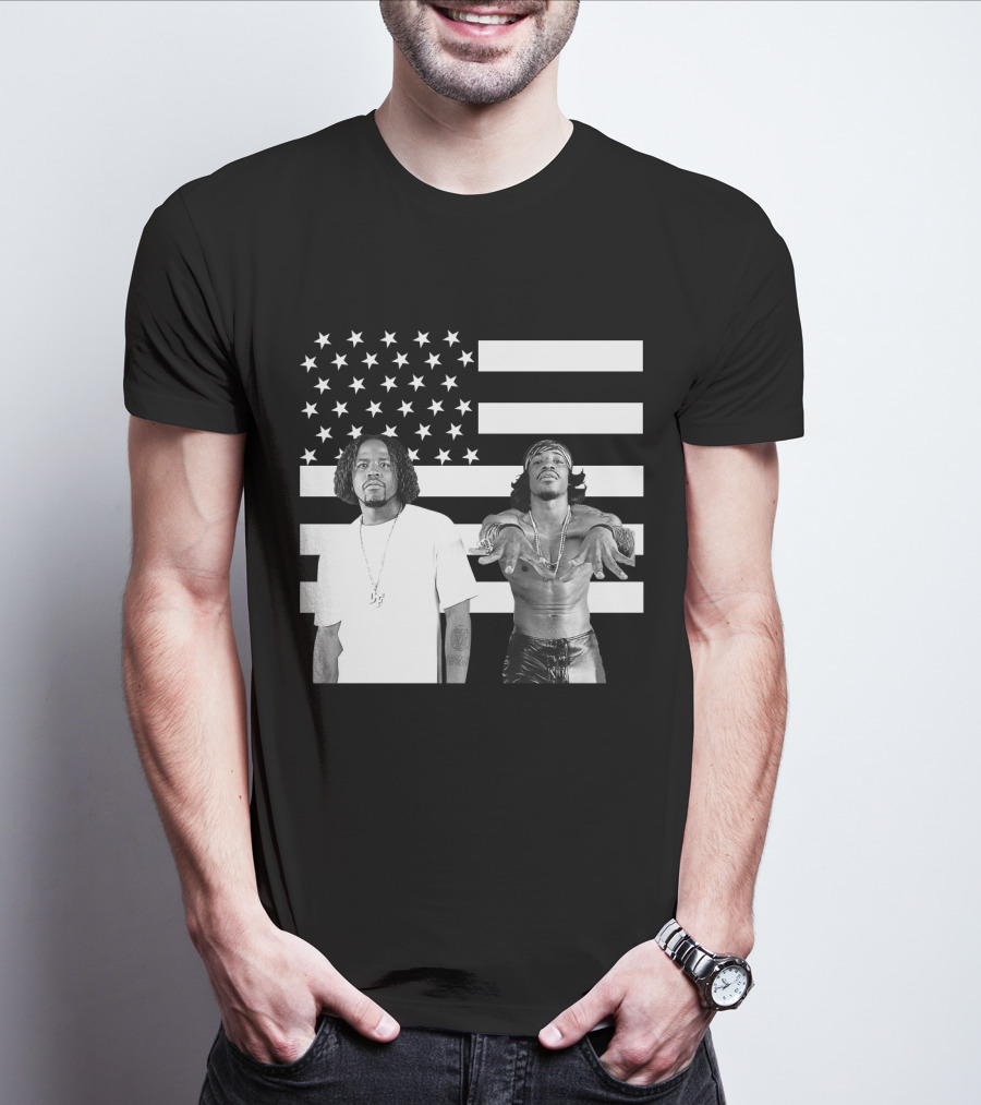 Outkast American Flag Style Black And White Duo T-Shirt