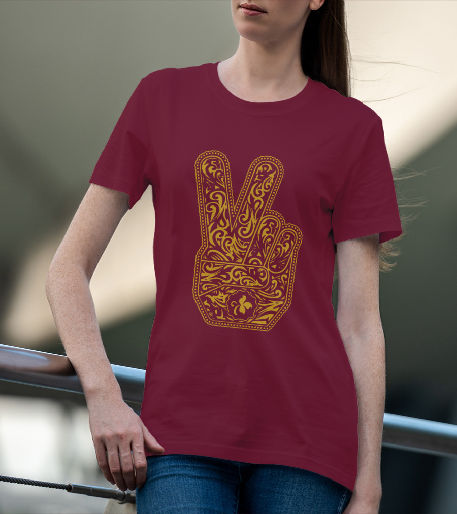 Stp Peace Hand Vintage Ornate Fleur-De-Lis T-Shirt