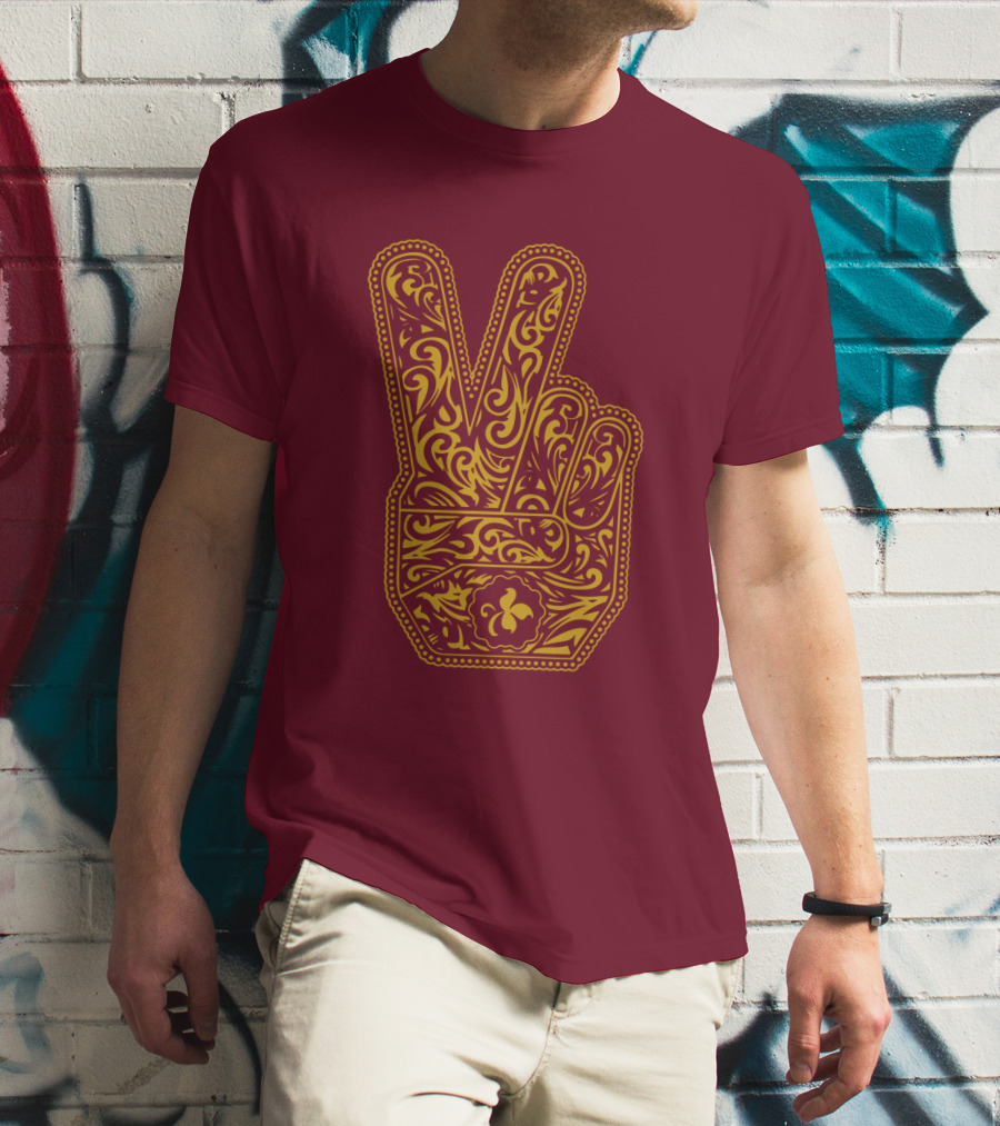 Stp Peace Hand Vintage Ornate Fleur-De-Lis T-Shirt