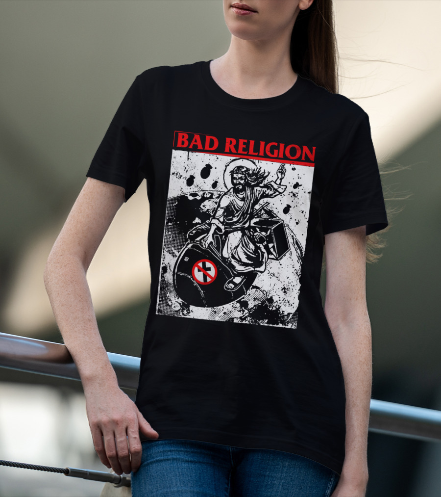 Bad Religion Jesus Riding Bomb Artwork T-Shirt