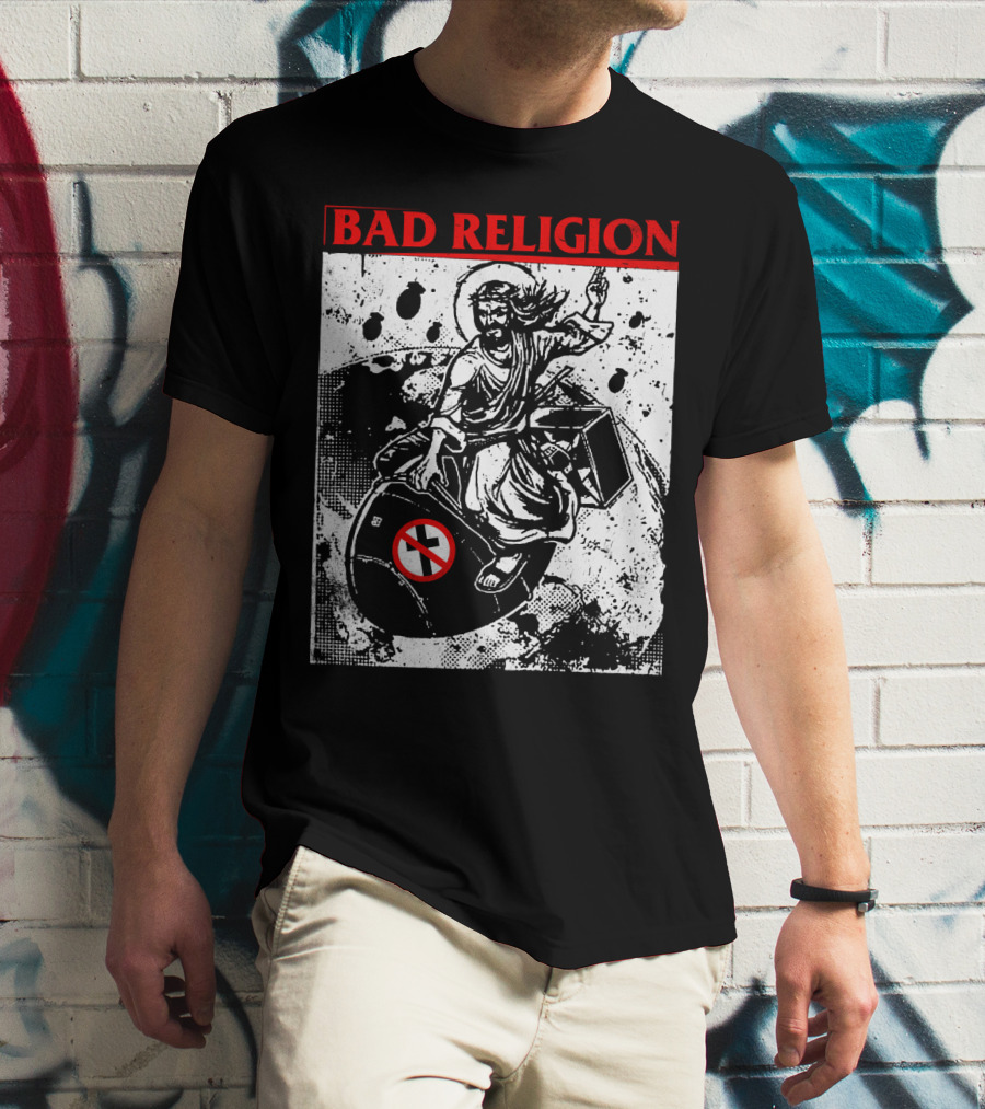 Bad Religion Jesus Riding Bomb Artwork T-Shirt
