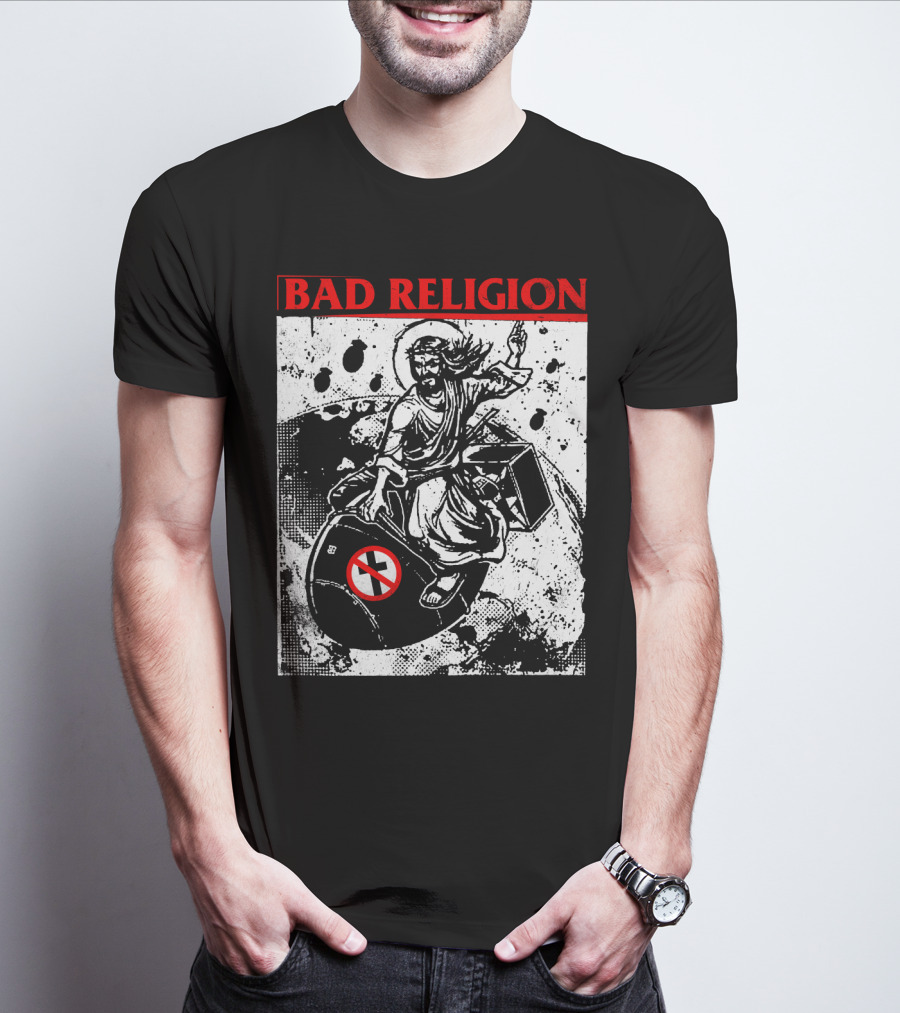 Bad Religion Jesus Riding Bomb Artwork T-Shirt