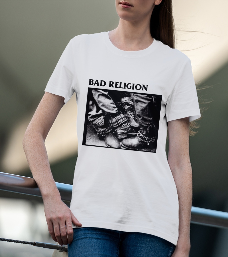Bad Religion Band Punk Rock Boot Chains And Plaid Pants T-Shirt
