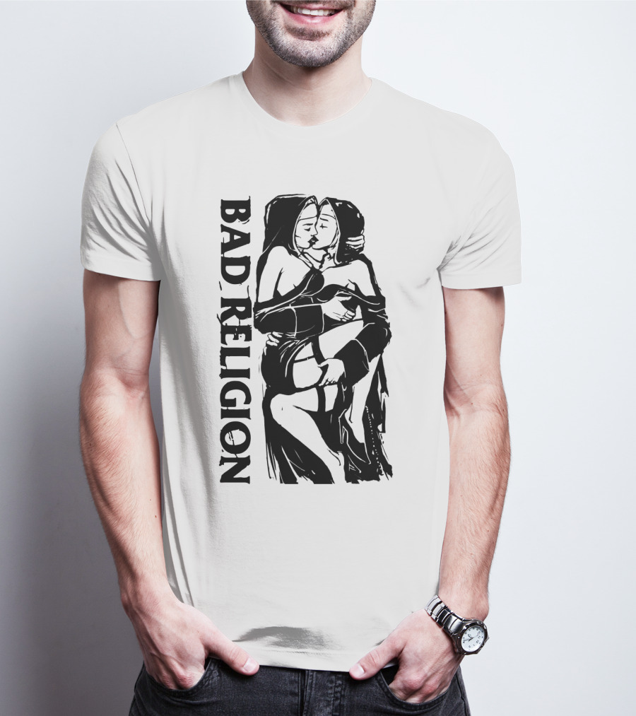 Bad Religion Nuns Graphic Novelty Black And White Bold Art T-Shirt