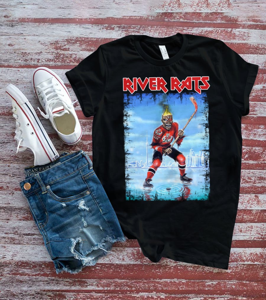 River Rats Hockey Team Flaming Skull Player T-Shirt