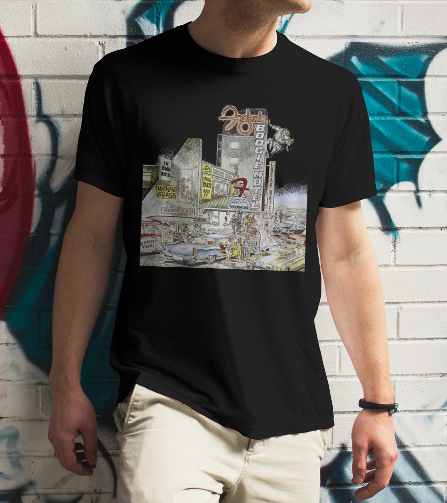 Foghat Boogie Motel Nervous Rex No Vacancies Retro Cars Scene T-Shirt