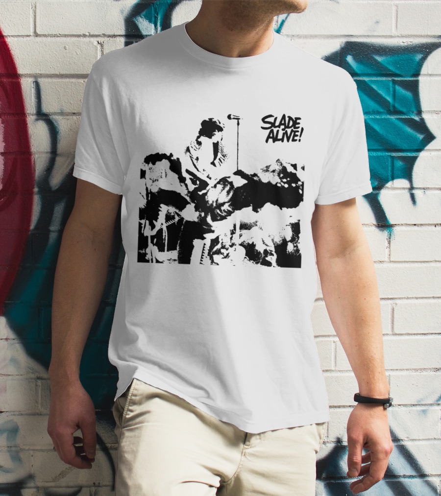 Slade Alive! Retro Concert Photo Black And White T-Shirt