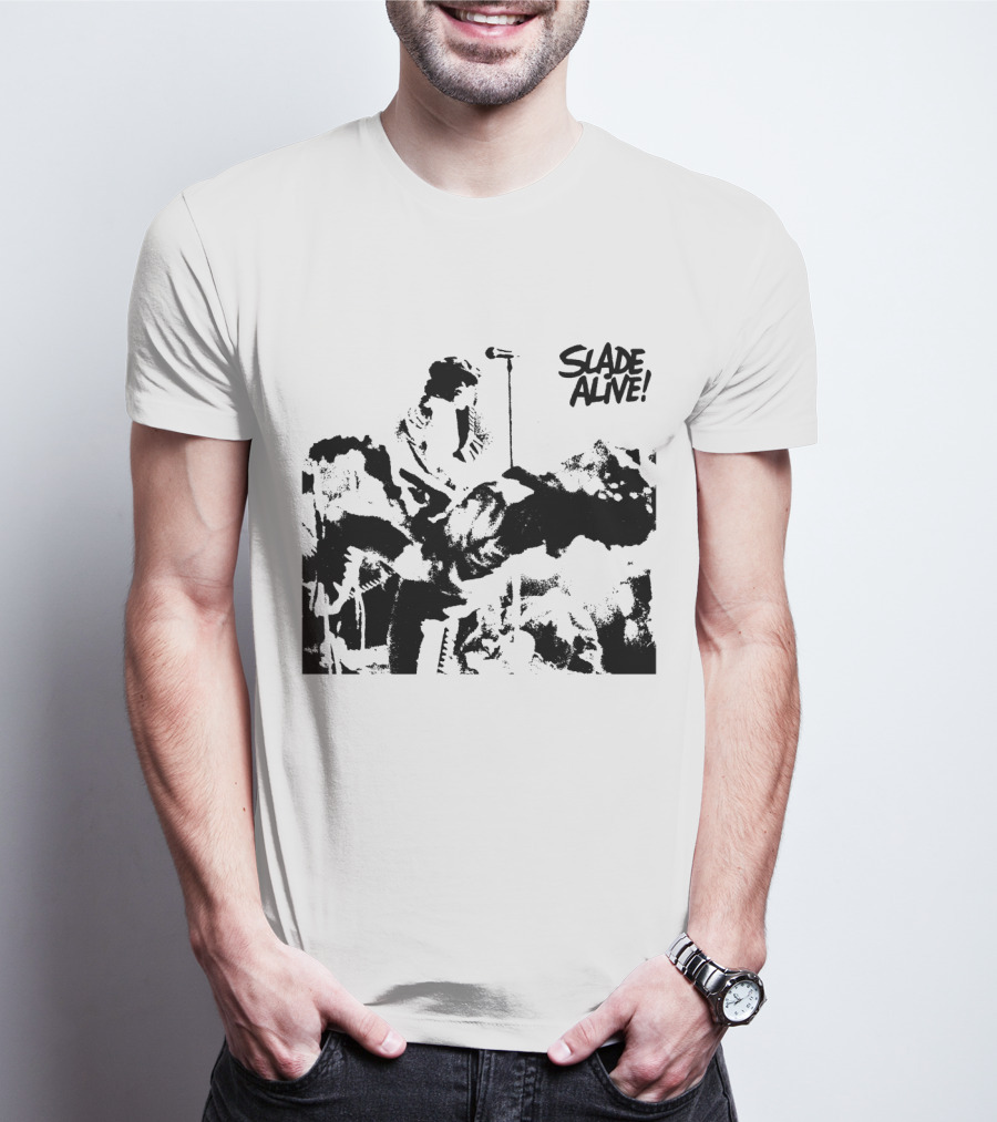 Slade Alive! Retro Concert Photo Black And White T-Shirt